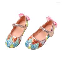 Flat Shoes Spring Rainbow Girls Leather Fashion Sequins Bow ...
