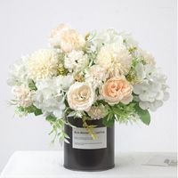 장식용 꽃 유럽 가짜 장미 모란 꽃 작은 꽃다발 홈 장식 인공 결혼식 수국 광범위한 빛의 색조