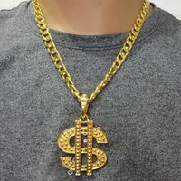 Anhänger Halsketten Hip Hop Dollar Halskette Herren Mode Kristall -Übertreibung Männer 18 Zoll Bordsteinkubaner Kettenschmuck