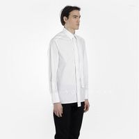 القمصان غير الرسمية للرجال قميص الربيع العلامة التجارية الخريف الخريف أزياء أزياء أبيض واحد صدر طويل الأكمام طوق مربع مريح