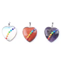 7 Chakra Peach Heart Silver Plated Charm Pendants Jewelry Na...