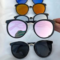 نظارة شمسية رجعية مصممة للعلامة التجارية جولة جولة مرآة ظلال لطيف مثير 90s نظارات الشمس النظارات