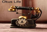 Black Vintage Telefon Retro Antique Shabby Old Phone Figur Home Decor Kabelgebundener Festnetz