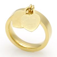 Jóias de moda 316L Titanium banhado a ouro em forma de coração Ting de letra t Letters Double Heart Ring Ring Ring Anel para mulher