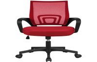 컴퓨터 데스크 롤링 의자 미드 백 메쉬 사무실 의자 높이 조절 가능한 레드 4361308