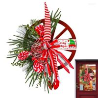 Dekorative Blumen Weihnachtskränze für Haustür Red Waggon Radkranz mit Elfenbeinband dekoriert