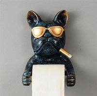 Porte-toilettes Porte-papier bulldog résine punch bac à main tissu de tissu domestique porte-serviette de serviette bobine de gobele