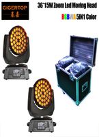 LED Moving Head 36x15w Beamwashzoom mobile t￪te Light Rgbwa 5in1 Pack 2in1 Flight Caseroad Caserack Casechina Flight Case 23172022