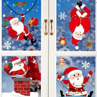 زينة عيد الميلاد ملصقات نافذة قابلة للإزالة ملصقات سانتا كلوز للمنزل ميري 2022 سنة سعيدة