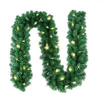 장식용 꽃 1.8m 크리스마스 화환 녹색 등나무 인공 매달려 파티 크리스마스 배너 장식용 나무 화환 N7U7