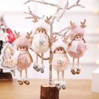 Рождественские украшения Ангел куклы розовый белый плюшевый подвесной подвесной дерево