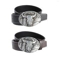 Cinturas de cuero para hombres Faux Cintur￳n de estilo vintage Correa de cintura Bull Hebilla