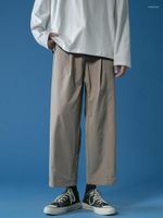 Мужские штаны Zcsmll японская тенденция широко нога с прямой сплошной цветом.