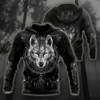Мужские толстовки черная волчья куртка 3D Print