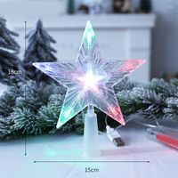 크리스마스 장식 3D 빛나는 5 포인트 별 LED 투명한 나무 최고 장식 장식 MUMR999