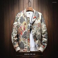 남자 재킷 일본 자수 남자 재킷 코트 맨 힙합 스트리트웨어 폭격기 옷 2022 가을 W15