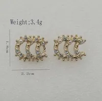 2COLOR 18K Gold Plodato 925 Silver Luxury Brand Designers Letters Stud Classical Geometric Women Crystal Rhinestone Earring Earring Wedding Party Jewerlry