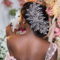 Clip per capelli Topqueen HP413 Flower Bridal Headband Rhinestone Wedding Tiara Lussuoso Woman Accessori per la sposa Crystal Teste.