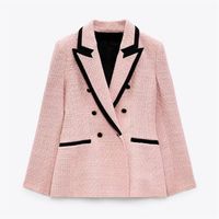 Женские костюмы Blazers Diyig Woman Fall Women Wears European и American Style Pink Stitching Slim Fit All-Match Jupt 221107