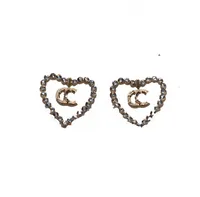 2COLOR 18K Gold Design Brand Styles Orecchini per borchie Crystal Rhinestone Geometric Peach Heart Fashi