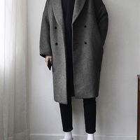 Mezcla de lana para hombres mauroicardi otoño invierno suelto césped gris negro suave tibia abrigo hombres solapa de doble pecho moda coreana 221105