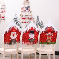 Stuhlabdeckungen Weihnachten Santa Cover Slippover R￶ntgenm￼tze f￼r das Haus Esszimmer K￼che Bankettdekorationen