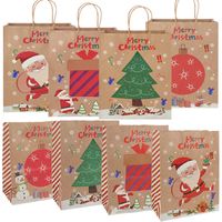 Geschenkverpackung 15 Weihnachtsbeutel für Geschenk Kraft Papier Weihnachtsgeschäft Geschäfte Goodies Verpackungstasche mit Griffen Weihnachten Navidad Vorräte T221108