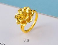 Solitaire Ring 999 Gerçek Altın Alyans Takıları 24K Orijinal Kadınlar için Büyük Çiçek yaklaşık 1G 221109