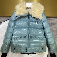 흰색 거위가있는 겨울 여자 재킷 따뜻한 스키 정장 오버 사이즈 램스 웰 모피 바람 저항 느슨한 레저 코트