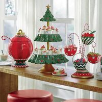 Weihnachtszubehör Weihnachts Snack Ständer zweistufige Harz Lebensmittel Serviertablett Cupcake Halter Dessert Brot Süßigkeiten Schüssel Display Party Dekor Dekor