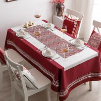 طاولة قطعة قماش منزل أحمر غلاف عيد الميلاد ديكور مقاوم للماء مستطيل مستطيل