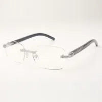 Montature per occhiali Buffs 0286 con bastoncini in corno di bufalo testurizzati nero naturale e lenti trasparenti da 56 mm 0286