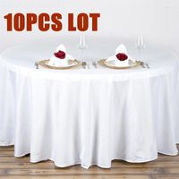 테이블 천 10pcs 딱딱한 120 "라운드 식탁류 웨딩 흰색 el 커버 오버레이 마리이지 폴리 에스테르