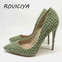 Elbise ayakkabıları yeşil 12cm yüksek topuklu özel marka pointer ayak parmağı seksi sığ kadınlar düğün parti akşam bm013 roviciya