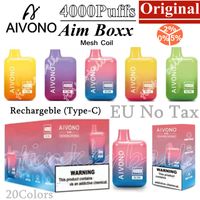 AIVONO AIM BOXX 4000puffs E Cigarette Disposable VapeSpuff Vape Pen 5% RECHargeble 550mAh Batterie 10ml Mesh Coil 10 Couleurs VS ELF BC5000 BANG MAX
