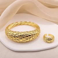 Düğün Mücevher Seti Bilezik Altın Renk Bilezikleri Yüzük Seti Tasarımcı Jewlery Lady Dubai Afrikalı Kadın Mücevherler Parti Yıldönümü 221109