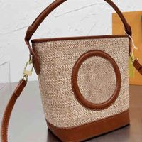 Women Brand Lou Designer Bags Tote Beach Straw Buckets Summer Rattan Rattan Handbags Wicker Growing Leather Carty Crossbody