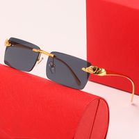 Man Carti Brille Designer-Sonnenbrille Damenmode Rahmenlose Rechteckbeschichtung Büffelhorn-Sonnenbrille UV400-Beweisbrille Holz Herrenbrille Eyelgasses