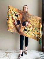 Gustav Klimt 유일 페인트 캐시미어 스카프 여성 스프링 데르 키스 인쇄 파시미나 스카프 레이디스 가을 랩 디자이너 케이프 담요 J220721