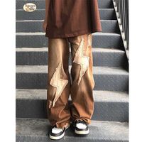 Женские штаны Capris 2022 Американская уличная ретро-ретро-молния старые вымытые джинсы плюс размер прямой хип-хоп мужчина женская уличная одежда