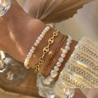 Brin perl￩ 4pcs Bracelet de perle du nez de porc sier sier punk r￩tro en couche cubaine bracelets de cha￮ne de liaison cubaine bijoux pour femmes drop bracelet dh4nw