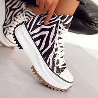 Zapatillas de vestir zapatillas para mujeres plataforma cebra lienzo de moda mujer deportivo casual vulcanizado chaussure femme 221107