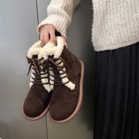 Snow Boots wollen katoenen schoenen dames plat bodem pluche korte herfst en winter 2022 nieuwe stijl poppenhoofd warme laarzen