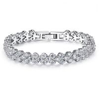 Luxury Austria Shining Crystal Tennis Pulseras genuinas 925 Charms de plata esterlina Circ￳n Diamante Diamante Romano Pulsera Joyer￭a 5 PCS