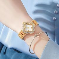 Armbanduhr Mädchen Frauen sehen vier Blattklee Damen Armband Casual Fashion Decoration Luxus Armbanduhr an