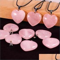 Colliers de pendentif Fashion Heart Rose Quartz Crystal Pendant Reiki Heury Chakra Pendants Collier pour femmes bijoux en gros Drop Dhcnb