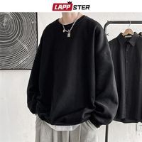 Felpe con cappuccio maschile Lappster Men colorate Black Solid oversize giapponese Uomo da streetwear Harajuku CreWneck Hoodie 5xl 221111