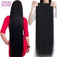 Синтетические парики 100 см 5 клипа в теплостойкости для волос длинная прямая черная фальшивая куска для женщин натуральный 5 SIZ 221109