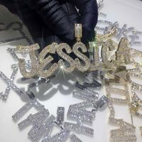 Hip Hop Simulated Diamond Pendant Necklaces A- Z Custom Name ...