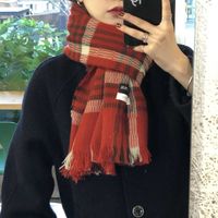 Yeni çift ekose eşarp kadın kış Kore versiyonu sonbahar ve kışın öğrenciler için çok yönlü örme önlük